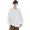 Camiseta masculina de manga comprida, cor sólida, com gola redonda e manga comprida, estilo outono 2024, camisa branca solta, suéter masculino