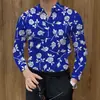 Nueva camisa floral de alta gama para hombre, de manga larga, elegante y guapa, corte slim, tallas grandes, estilo europeo y americano