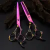 Tijeras de Peluquería Mango de Dragón Monstruo Morado de 6.0 pulgadas Tijeras para Cortar el Cabello Tijeras Planas Tijeras para Flequillo Tijeras Adelgazadoras Zl
