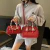Bolso Platino de Gran Capacidad Bolso de Mujer Patrón Granulado Simple Elegante Bolso de Hombro Estilo Extranjero Versátil Cerradura Bolso Cruzado Portátil