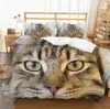Ropa de cama Amazon transfronteriza de tres piezas impresión digital 3D animal gato perro sábana funda de edredón venta al por mayor de fábrica