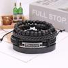 Joias europeias e americanas de fábrica, pulseira de couro masculina trançada retrô, kit de combinação DIY, acessórios de pulseira dos Sonhos