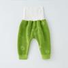Calças forradas de lã para bebês, cintura alta, proteção da barriga, base espessada, calças quentes e grossas, calças infantis de lã PP de grão Ao, outono