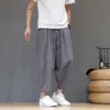 Pantalones Casuales Cortos Transpirables Nuevo Estilo Chino Frescos Modernos Verano Raya Vertical Pantalones Harem Sueltos de Pierna Ancha Rayados