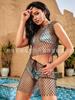 Correa Estación Europea Transfronteriza Moda Blusa con Incrustaciones de Diamantes Hueca Sexy Spice Girl Top Chaleco Ropa para Actuación Escénica Moda