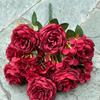 Nueva flor de boda china roja grande vino tinto boda roja pasillo camino plomo suave decoración flor falsa al por mayor