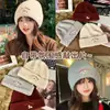 Chapéu de Lã Bordado de Cachorrinho Fofo Feminino Outono Inverno Novo Estilo Emagrecimento Facial Chapéu de Tricô Espesso Quente Chapéu para Cabeça Grande