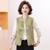 Nuevo Chaleco para Madre Estilo Chino Cuello Alto Botón de Rana Sin Mangas Chaleco Chaqueta Chaleco Elegante para Mujeres de Mediana Edad