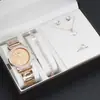 Novo relógio feminino TikTok mesmo estilo relógio feminino temperamento simples transfronteiriço conjunto de presente de cinco peças relógio de pulso