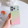 Adequado para Capa de Celular de Vidro Degradê iPhone 17 Promax, Apple 16 Color-Blocking Macaron 15 Capa Protetora Anti-Queda