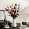 3 capullos de tulipán artificiales, flores artificiales, flores artificiales de seda, decoraciones de arreglos florales para lugares de boda, salones de ceremonia y decoración de sala de estar