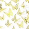 Decoración de Pared de Mariposa 3D 12 Piezas 3 Tamaños - Decoración de Cumpleaños de Mariposa Dorada y Decoración de Pastel para Fiesta de Mariposas