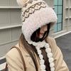 2024 Novo Estilo Étnico Jacquard Plush Lei Feng Chapéu Feminino Outono e Inverno Quente Proteção de Orelha Casal Engrossado Chapéu de Lã de Malha