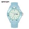 SANDA SANDA Moda Casual Simples Personalizado Visão Noturna Fluorescente Digital Relógio de Pulso Duplo Display Calendário Relógio de Quartzo 9005