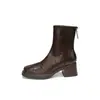 Botines retro de tacón alto de cuero suave para mujer, botines Chelsea de punta cuadrada de nicho, nuevas botas populares de tacón grueso ajustadas para otoño e invierno 2026