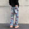 Estilo americano europeu e estilo americano calças de rua masculinas de nicho design senso bordado letra reta calças jeans vintage vintage