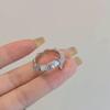 Anillo de Bambú Bbk para Mujer, Nueva Moda, Lujo Ligero, Estilo Chino Retro, Piedra Ojo de Gato, Incrustado de Diamantes, Anillo Abierto Ajustable