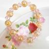 Pulsera de Cristal Rosa con Cuentas Ámbar de Cristal Amarillo 8mm Pulsera de Moda Coreana para Hombres y Mujeres