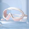 Gafas de natación para niños y niñas con montura grande, impermeables, antivaho, HD, transparentes, con tapones para los oídos y silicona transparente.