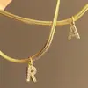 Collar Transfronterizo Estilo Europeo y Americano con Iniciales, Pedrería y Circonita Dorada, Collar con Letra de Nombre para Mujer Colgante