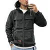 Sudadera con capucha para hombre de nueva temporada Primavera/Otoño, cremallera, múltiples bolsillos con solapa, pantalones, jersey, chaqueta deportiva casual con forro polar