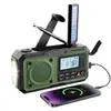 Radio de Banda Completa Nueva con Iluminación, Radio Meteorológica de Preparación para Desastres de Manivela, Radio de Emergencia Multifuncional Alimentada por Energía Solar