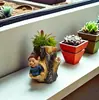Maceta de Gnomo de Tocón de Árbol Florero Paisaje en Miniatura Forma de Enano Resina Dibujo Animado Elfo Maceta para Suculentas Adorno