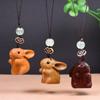 Esculturas Pequenas de Doze Animais do Zodíaco em Sândalo, Correntes Personalizadas e Criativas Fofas para Celular, Chaveiros, Pequenos Presentes de Madeira