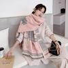 Bufanda Nueva de Invierno Cálida Imitación Cachemira Bufanda de Largo Medio para Aire Acondicionado para Mujer Bufanda Retro con Borlas de Caballo