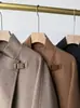 Casaco Longo - Gola alta, cinto de couro genuíno, casaco de cashmere com gola alta e abotoamento diagonal, casaco de cashmere de comprimento médio com cinto