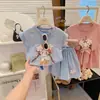 2026 Nuevo Estilo de Verano Lindo Conjunto de Ropa Infantil de Dos Piezas para Niñas de Edad Media y Mayores, Estilo Coreano, con Estampado, de Manga Corta y Pantalones Cortos
