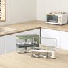 Tanque de condimentos combinado multifuncional cuatro en uno con tapa, sal de escritorio de cocina, glutamato monosódico, compartimento integrado, caja de condimentos a prueba de polvo