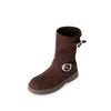 Cómodas Botas Cortas de Punta Redonda con Hebilla de Cinturón, Fáciles de Poner y No Cansan los Pies, Botas Chelsea de Cuero Genuino de Moda Coreana de Otoño 2025