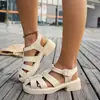 Comercio Exterior Baotou Sandalias Romanas Ropa Exterior para Mujer 2025 Primavera y Verano Nuevas Cuadradas de Tacón Retro Casual Huecas Jaula de Cerdo Zapatos