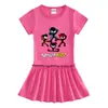 Nova Roupa de Verão 2023 Estilo Coreano Moda Infantil Vestido de Manga Curta Algodão Roupa de Bebê Saia Plissada Estilo Ocidental Fina