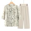 Camisa de Três Quartos da Mamãe, Conjunto de Duas Peças Roupas de Senhora Idosa, Vestido Casual de Verão para Mulheres de Meia-Idade e Idosas