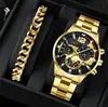 Set de Pulsera de Reloj para Hombre de 2 Piezas de Venta Caliente Transfronteriza, Reloj de Cuarzo Luminoso de Moda y de Gama Alta para Hombre