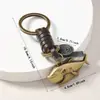 Llavero Creativo Popular Nuevo Europeo y Americano Regalo Pequeño para Hombre y Mujer Aleación Bronce Ancla de Barco Vintage Colgante de Cuero Trenzado