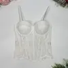 Sutiã corpete de renda bordada transfronteiriço europeu e americano com barbatanas, camisola de tricô para afinar a cintura, modeladora, sexy sem costas