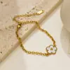 Pulseira de aço inoxidável estilo INS europeu e americano banhada a ouro 18k pulseira de flor pulseira de aço inoxidável flor de frítila branca cinco folhas