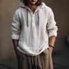 Moletom com Capuz de Algodão e Linho Manga Longa Casual Cor Sólida Tendência Hoodie Transfronteiriço Estilo Casual Levemente Maduro Casual Simples