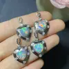Corazón de Amor de Ópalo Plata de Ley Incrustaciones Accesorios de Joyería DIY Estilo Ins Mariposa Serpiente Lujo Natural Colgante de Collar