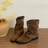 Botas Martin de Plataforma para Mujer Otoño Nuevo Estilo Maillard Vaquero Occidental Botas de Caballero Retro Adelgazantes Botines Acordonados