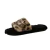 Chinelos peludos femininos com estampa de leopardo e sola reta, novo modelo outono e inverno 2026, chinelos de pelúcia com strass da moda para uso externo
