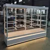 Vitrina para pan blanco, vitrina para pasteles de cumpleaños, vitrina de muestras personalizada, vitrina dorada, vitrina de hierro forjado y madera maciza