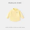 Roupas Infantis Dudu Camisa Infantil 100% Algodão Coleção Outono Camisa para Meninos 2026 Novo Estilo de Outono Jaqueta para Meninas com Gola Reversível Tendência