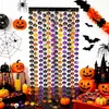 Cortina de Puerta de Combinación de Colores de Halloween Decoración de Fondo para Noche de Carnaval de Halloween Escape de Habitación Atmósfera Decoración de Murciélago Calabaza