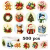 Un juego de pegatinas de graffiti navideño de dibujos animados de 500 piezas transfronterizo, etiquetas adhesivas de 1 pulgada, pegatinas decorativas de regalo de dibujos animados