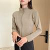 Suéter H570 com gola alta casaco curto de pele de cordeiro feminino outono e inverno slim fit forrado com fleece espesso quente top de ioga
