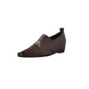 Zapatos de cuero de alta calidad lavados de piel de vaca para aumentar la altura, otoño 2026, tacón de cuña, tacón medio, punta cuadrada pequeña, piel genuina, zapatos de mujer de corte bajo